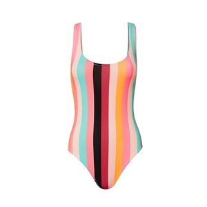 Tempt Me Women One Piece Bikini Colorful Rainbow Stripe Backless Beach S
